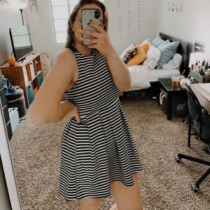 Striped Mini Dress (Halter + Strappy Back Detail)